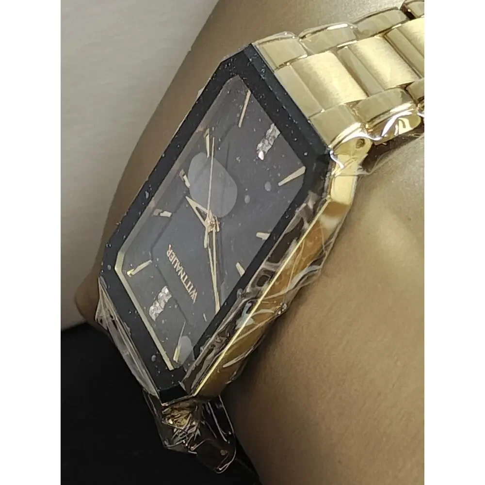 NWT Wittnauer $575 WN3092 Store Display 9.7/10 Men's Omni Black Dial Gold Quartz